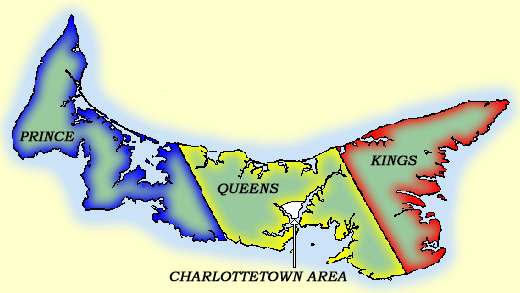 Map of Prince Edwards Island, Canada